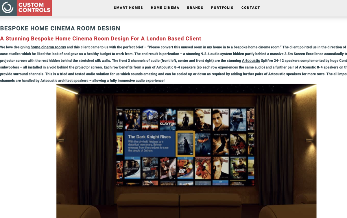 Custom Controls Home Cinema Barbican EC2V banner